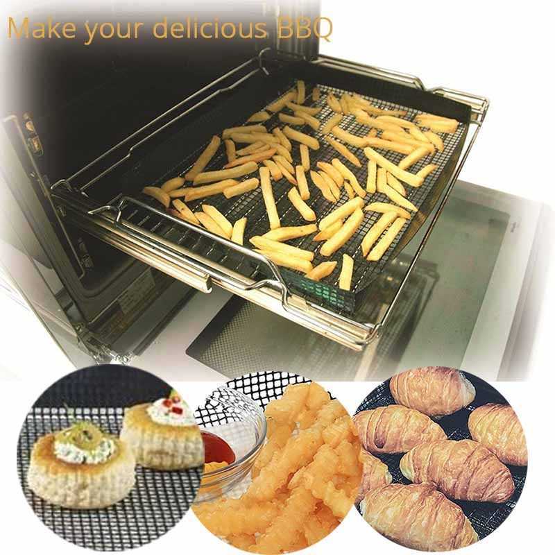 1Pcs Black Baking Tray Non-stick Baking Mat Oven Basket Baki