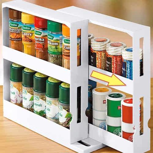 Kitchen Spice Organizer Rack Multi-Function Rotating Storage