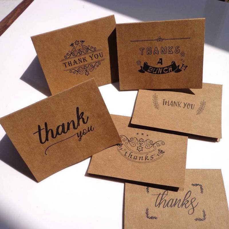 6pcs/lot Rustic Kraft Paper Craft Thank you Card Greeting Ca