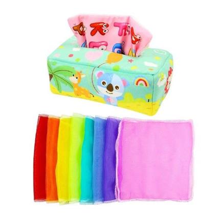 Toddlers Sensory Tissue Box Pull Along STEM Montessori Toys