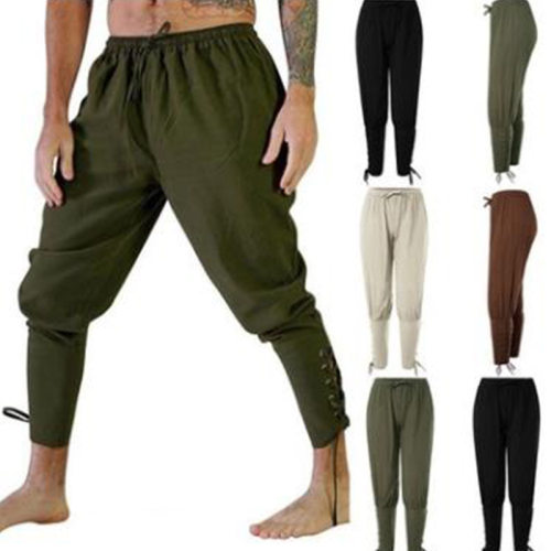 Adult Man Medieval Viking Pirate Cosplay Costume Lace-Up Ban