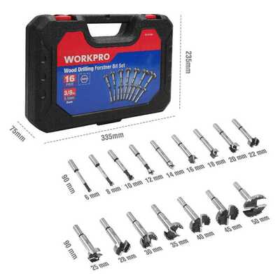 16PC Forstner Drill Bits Set 6mm-50mm Wood Drill Bits 40CR S