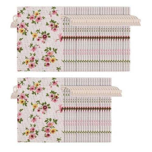 50Pcs Floral Burlap Drawstring Bags, Linen Gift Bag Packing