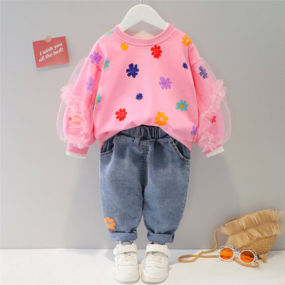 2022 Spring Autumn Baby Girls Clothing Sets Kids Outfit Flor