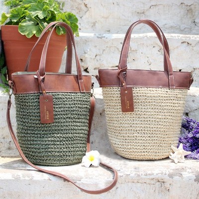 Fashion spinning straw bag portable worn beach bag woven bag