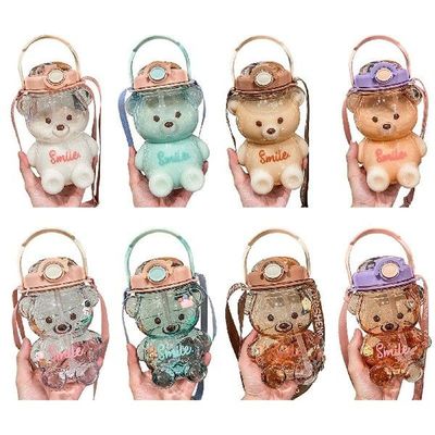 Large Water Bottles With Straw Bear Shaped Drinks With