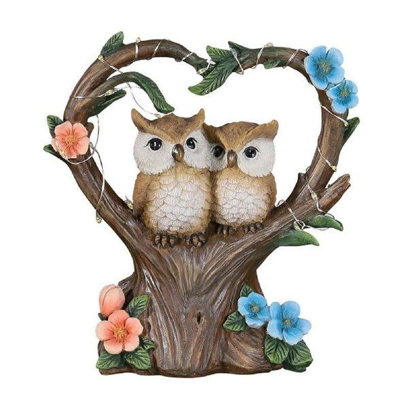 Owls Garden Statue Light Solar Powered Resin Animal图片