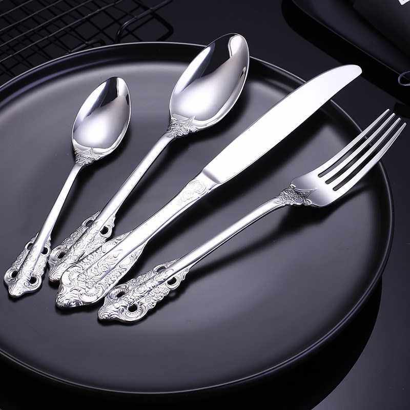 6 sets of 24 pieces of 304 stainless steel cutlery retro pal