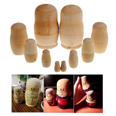 5Pcs DIY Wooden Blank Embryos Russian Nesting Dolls Matryosh