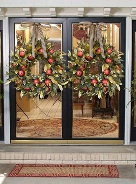 Pomegranate Wreath Artificial Leaves Handmade Bow Fall