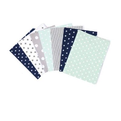 7pcs Gray Floral Printed Cotton Fabric DIY Tissue Patchwork