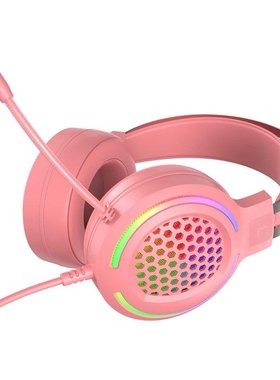 Pink Headphones Gaming Headset With Microphone Professional