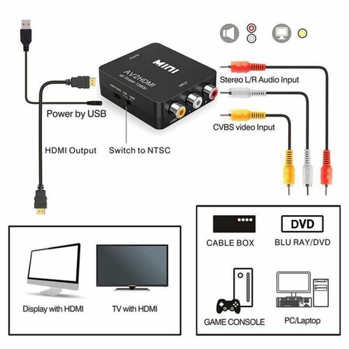 Mini AV2HDMI AV To HDMI Video Audio Converter AV2 HDMI RCA T
