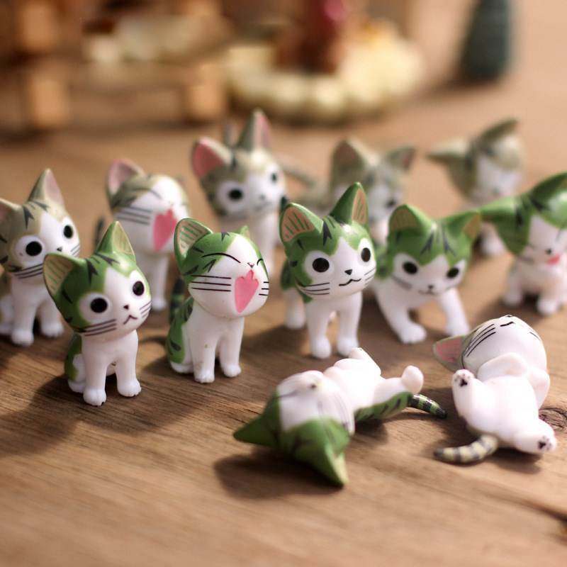 6pcs cat terrarium cheese cat figurines miniature figurine f