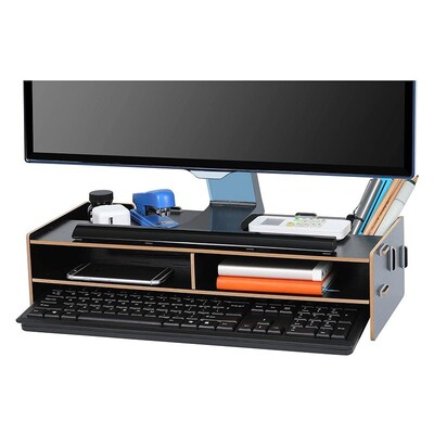 Wood Monitor Stand Multifunctional Office Desk Organiser Des