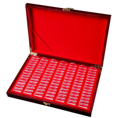 100Pcs Round Wood Coins Case Storage Holders Display Wooden