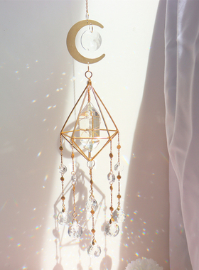 Crystal Windchimes Star Moon Pendant Hexagon Prisms Sun