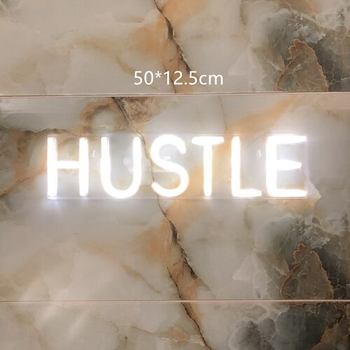 HUSTLE LED Neon Sign Light Wall Art Decorative Hanging Signs
