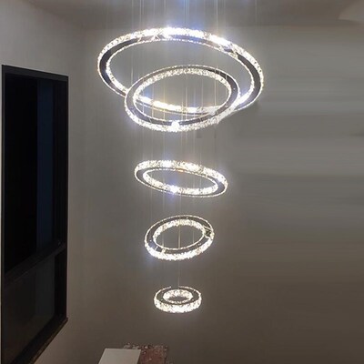 Luxury Large 5 Led Round Crystal Chandelier light Spiral Pe