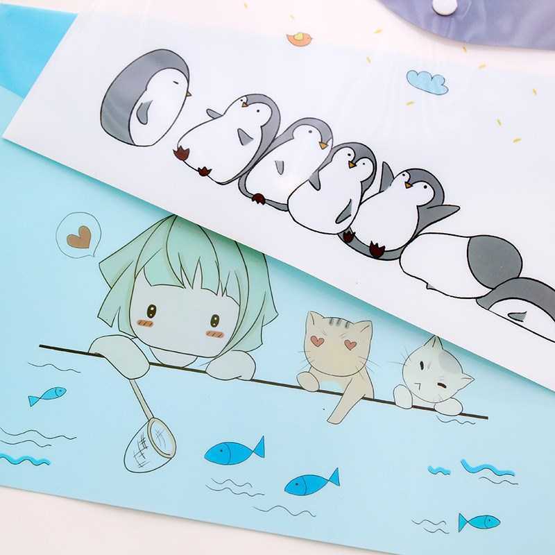 10PCS Cute Plastic Docut Bag Fresh Floral A4 Folders Office