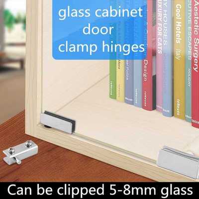 1set stainless steel glass cabinet door clamp hinges 5-8mm A