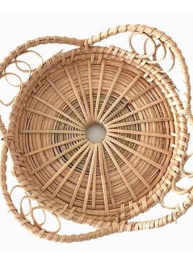 Round Vintag Flower Pattern Placemat Rattan Wicker