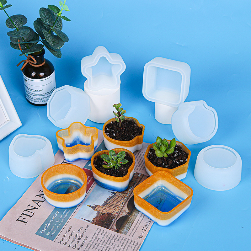 3D Succulent Flower Pot Silicone Epoxy Mold for Cement