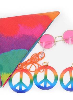 Beach party cosplay Hippie Headband Peace Sign Earring Peac