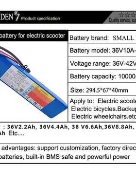 36V lithium battery pack+ 42V2A DC55*21 charger for scooters