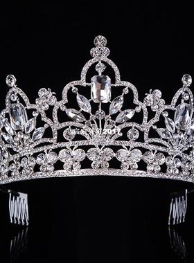 hot Silver Crystal Large Queen Pageant Crown Noble Rhineston