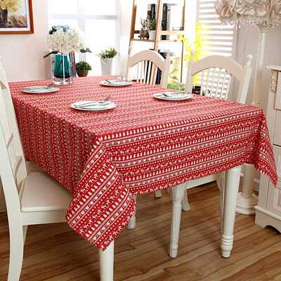 Tablecloth White Christmas-Tree Coffee Washable Cotton Linen