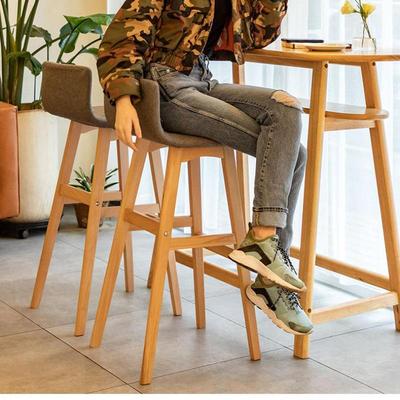 Living Back Solid Wood Bar Chair Nordic Bar Chair Bar Stool