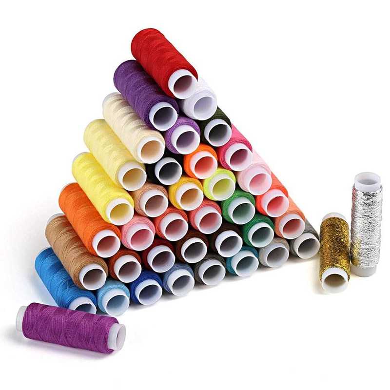 39 Spools Sewing Thread Set Gold/Polyester Threads for Sewin