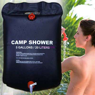 1 Outdoor Shower Water Bag Portable 20L 5 Gallon Shower Bag