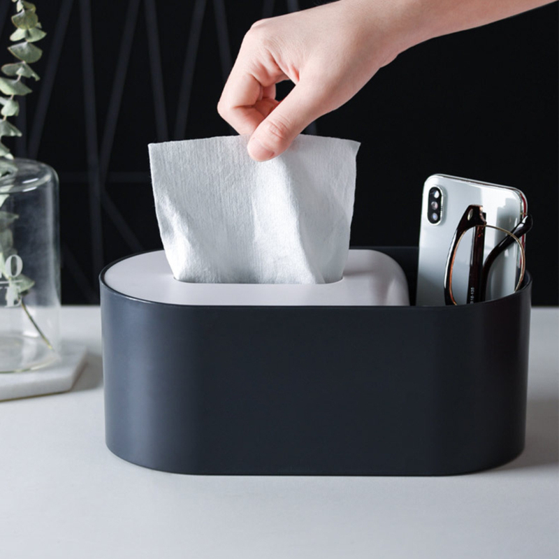 Tissue Box Holder Desktop Storage Case Pen Remote Control