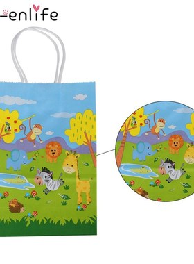 12pcs Safari Animals Favor Bags Gift Bags Paper Bags Baby Sh