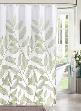 Shower Curtains Bathroom Waterproof Leaf-Print Polyester-Fab