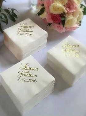 100Pcs/Lot Gold Printed Beverage Napkins Wedding Custom Napk