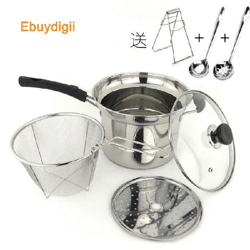 Multifunctional stainless steel soup pot steamer skillet