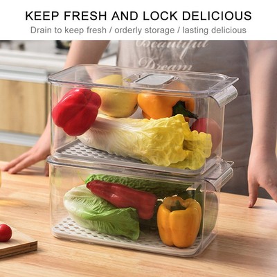 Plastic Clear Fridge Organizer Kitchen Storage Box Drawer