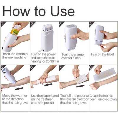 3 In 1 Roller Waxing Kit Depilatory Wax Warmer Strips For Ha