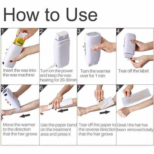 3 In 1 Roller Waxing Kit Depilatory Wax Warmer Strips For Ha