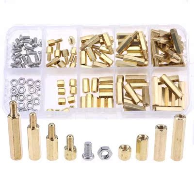 120pcs M3 Male Female Brass Spacer Standoff Screw Nut Assort