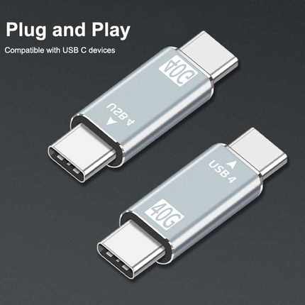 Type C USB4 40Gbps Adapter USB C Male to Male Data Sync Con