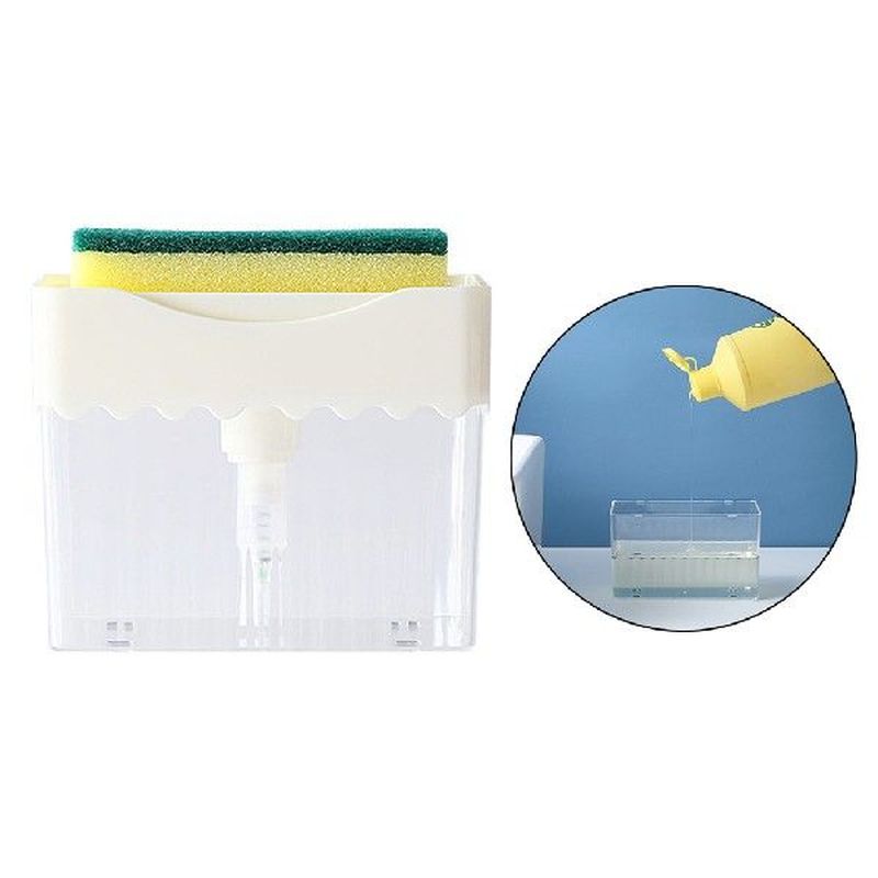 2 in1 Dish Washing Soap Dispenser Sponge Holder Instant