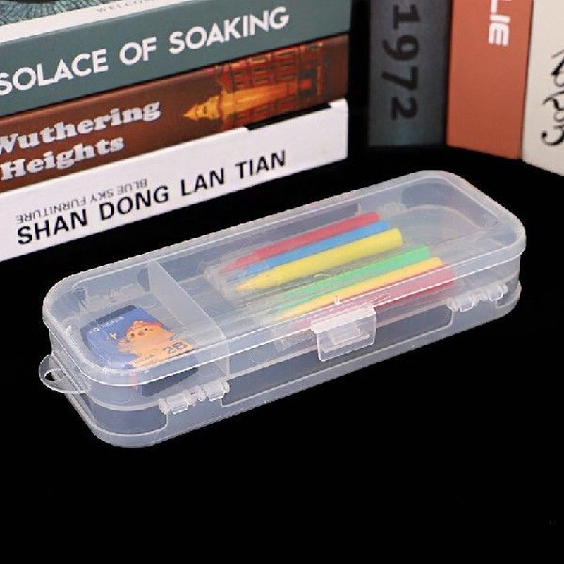 Kawaii Transparent Pencil Case Double Layer Multifunction