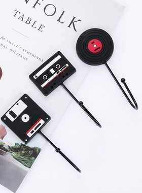 Retro Robe Hooks Key Holder Retro Tape Disk Hanger Hooks On