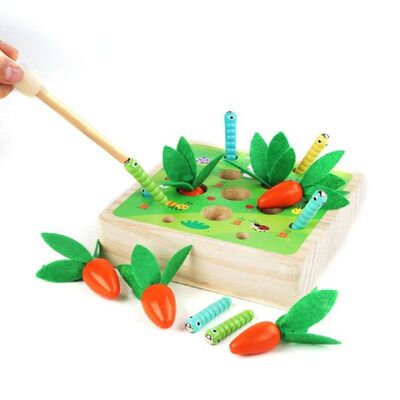 Newborn Baby Montessori Wooden Fine Motor Skill Toys Carrot