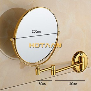 Oral Hygiene Shaving Bathroom Mirror Wall Mounted gold brass