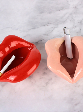 Portable Anti Scald Creative Ceramic Crafts Lips Ashtray